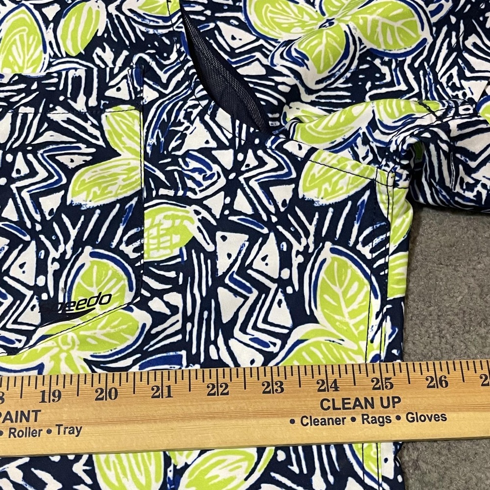 Speedo Hawaiian Performance Shirt Men 2XL Blue Green Floral Tropical Vented - Picture 4 of 9